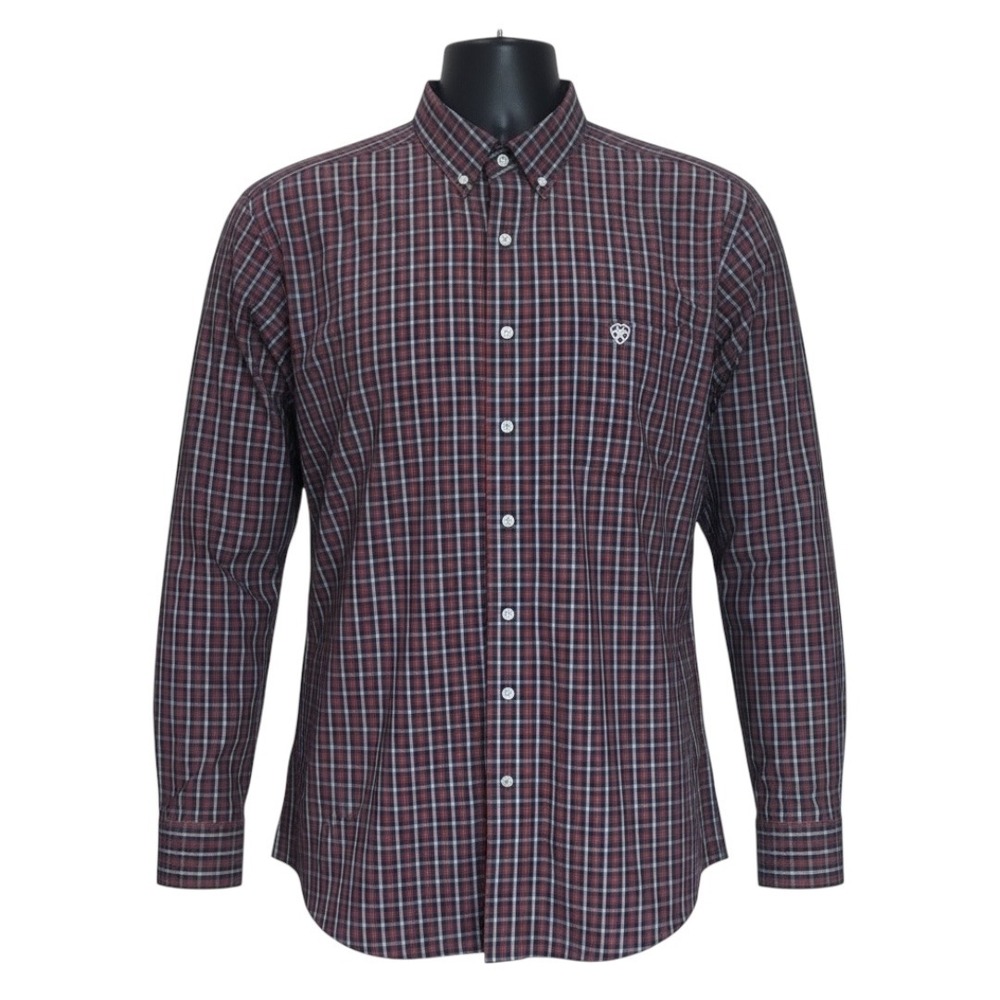 Ariat Pro Series Fitted Shirt XXL Tall Plaid Vented Western Button Down